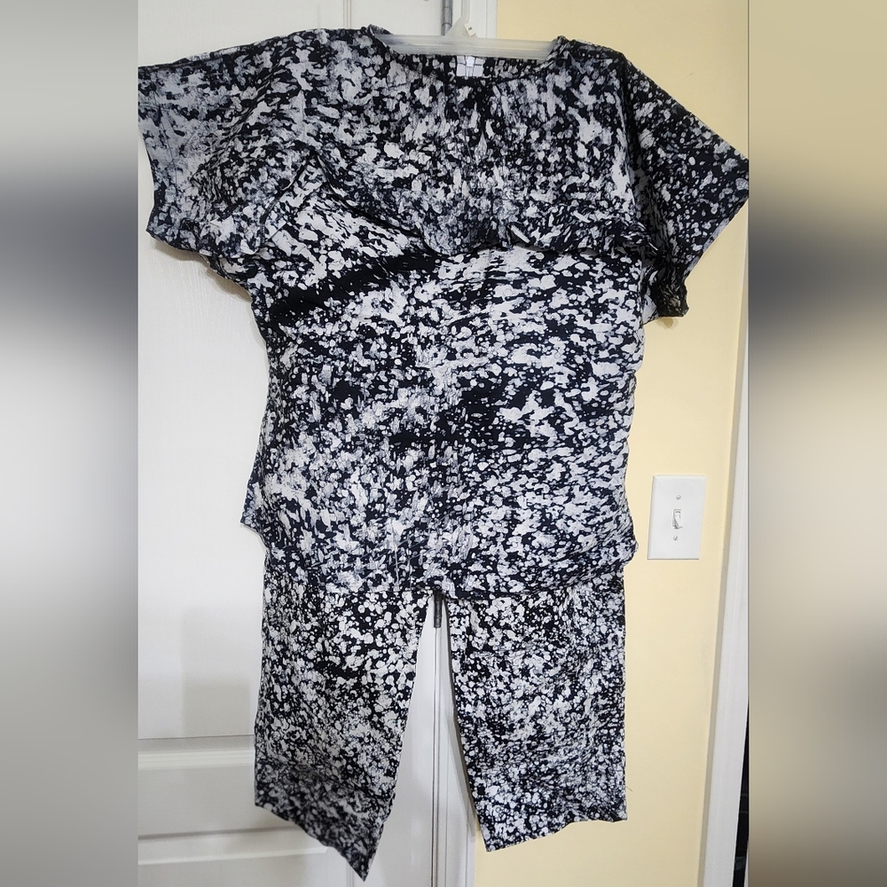 MUST GO!! Ankara African 2 Pc Pant Set Black and White Sz 8/10 M/L
